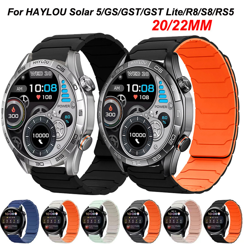 20 มม.22 มม.แม่เหล็กสําหรับ Haylou Solar 5 สายซิลิโคนสําหรับ Haylou นาฬิกา 2 Pro R8 S8 RS5 RS4 RS4 P