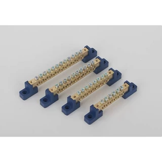 (6x9) (8x12) บัสบาร์ทองเหลือง บาร์กราวด์ บาร์นิวทรัล บัสบาร์ กราวด์ Busbar Ground Bar (ฐานน้ำเงิน)