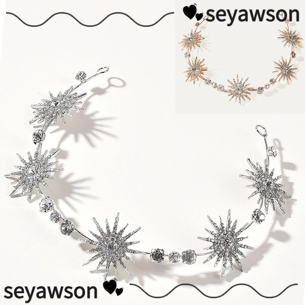 SEYAWSON Star Headpieces Crown ผู้หญิงของขวัญงานแต่งงานตกแต่ง Queen Crown คริสตัล Headbands