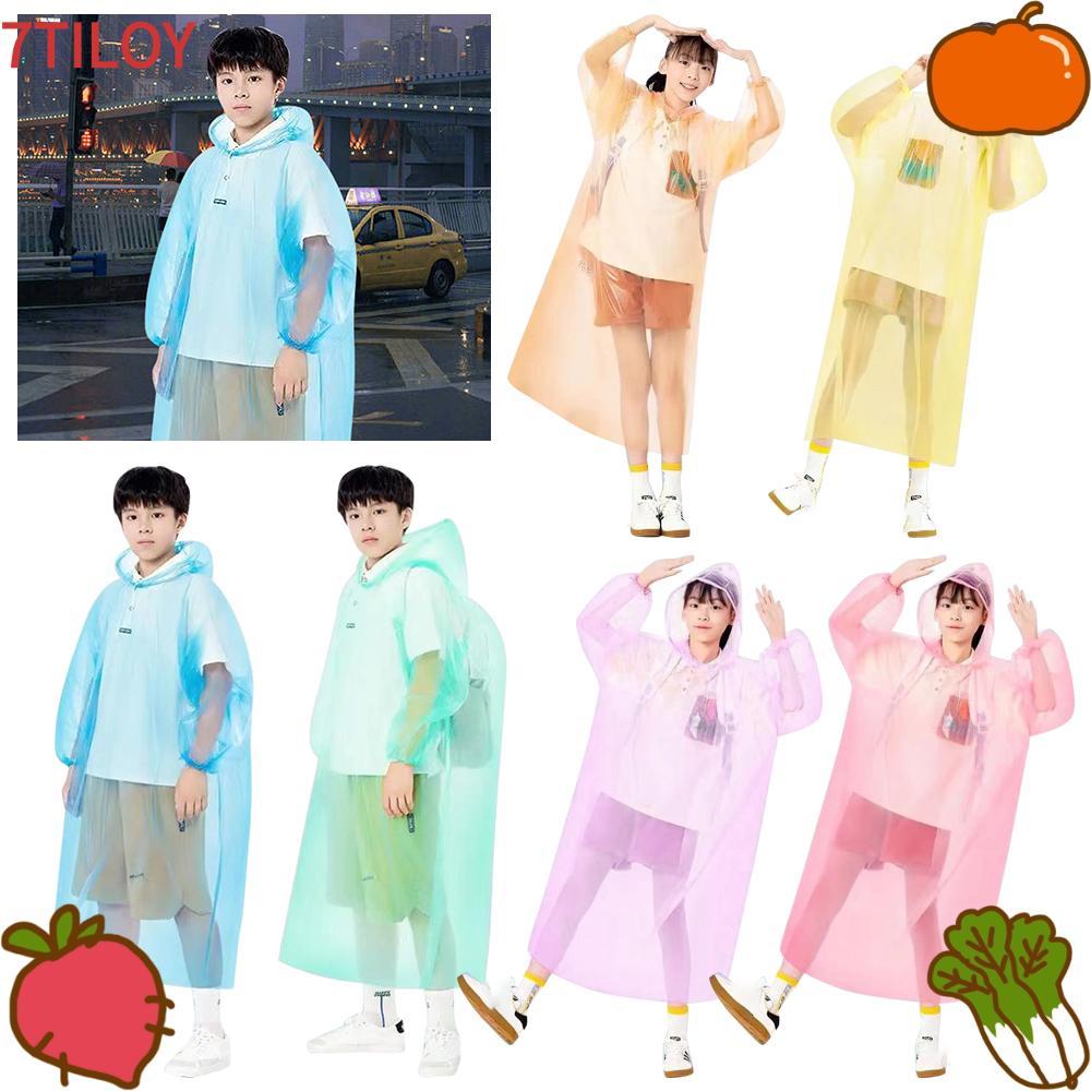 7TILOYSHOP เสื้อกันฝนเด็ก, แพ็คเกจการ์ดบีบอัดสูญญากาศ Rain Coat, คุณภาพสูงสะดวก Travel เสื้อกันฝนชิ้นเดียวหนาเด็ก