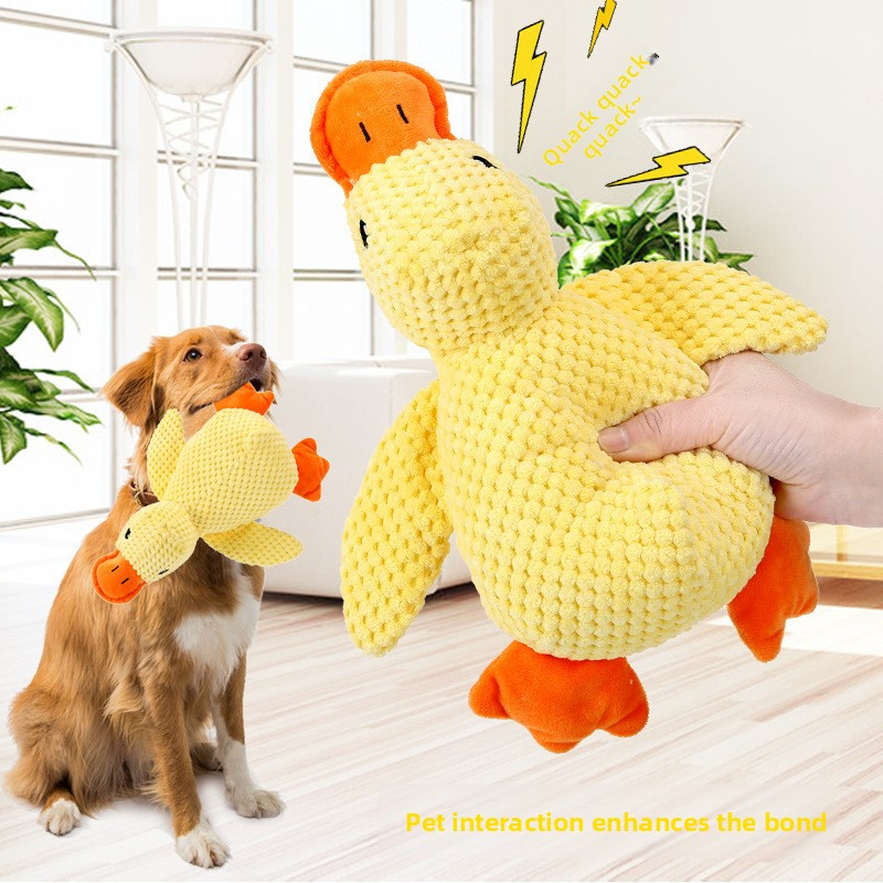ของเล่นสุนัขตุ๊กตานอนกับเป็ดน้อยสีเหลืองกัดทนกรามเสียงบรรเทาความเบื่อหน่ายเครื่องมือที่มีประโยชน์แมวสัตว์เลี้ยงของเล่นโจมตีเป็ด