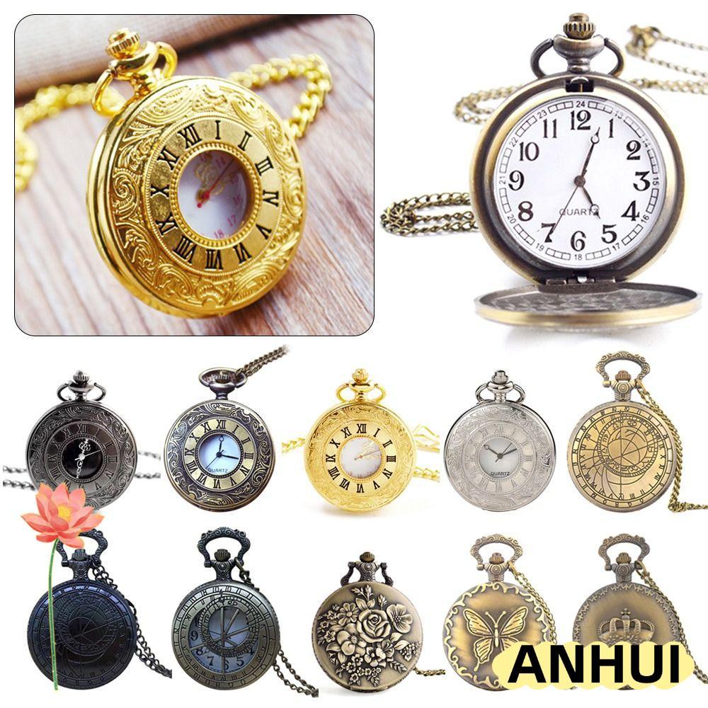 ANHUI Pocket Flip Quartz พร้อมสร้อยคอนาฬิกาพก
