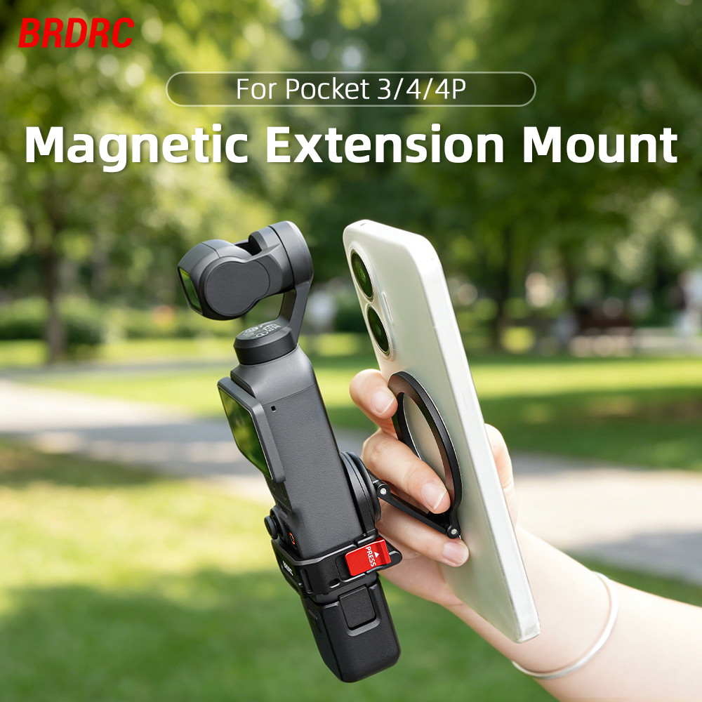 Magnetic Mount Teleprompter Stand ใช้งานร่วมกับ OSMO Pocket4P กล้องกิมบอล, กระเป๋า 3/4 มัลติฟังก์ชั่นรองเท้าเย็นขยายอุปกรณ์เสริมคลิปมือถือ