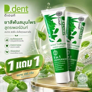 ( 1 แถม 1 ) D.Dent ยาสีฟันดีเด้นท์ ยาสีฟันสมุนไพร9ชนิด มีฟลูออไรด์ ขนาด 100 g. (ตัวเลือก​รวมของแถมแล้ว)