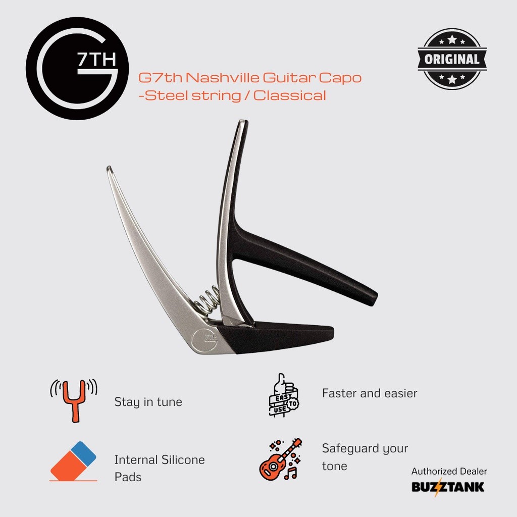 G7th Nashville Guitar Capo สําหรับสายเหล็กหรือกีตาร์คลาสสิก