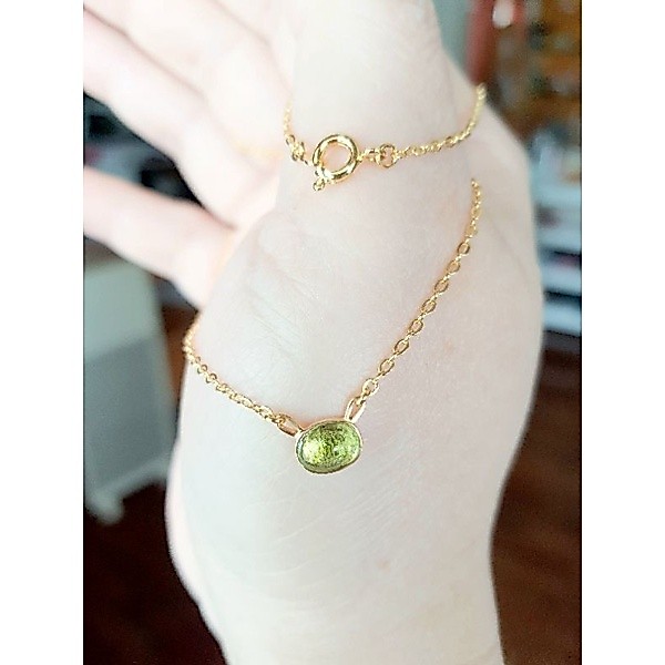 สร้อยโซ่อิตาลีชุบทองคำ18kพร้อมจี้พลอยแท้Peridot/เขียวมะกอกน้ำหนัก1.00cts💯💯💯