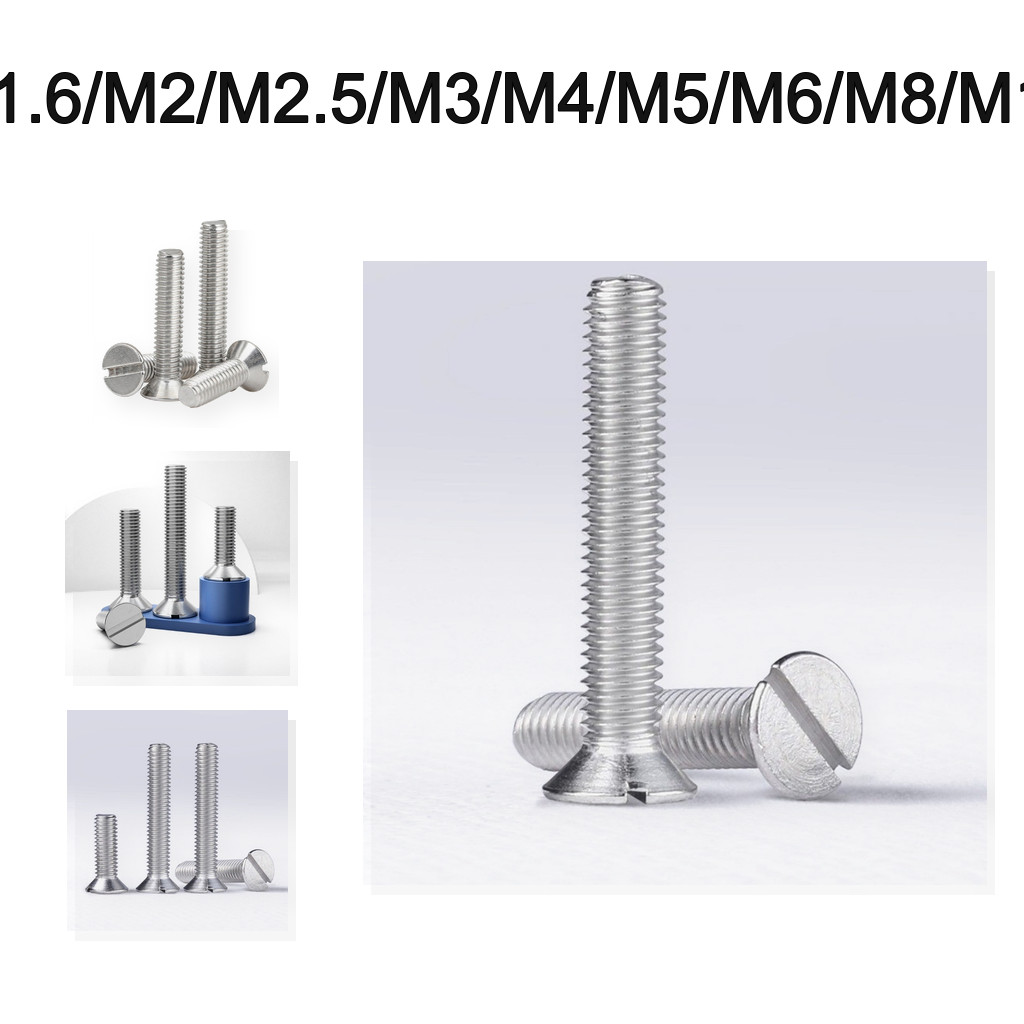 GB68 304 สแตนเลส one-word slot สกรูหัวจม slotted สกรูหัวแบน M1.6M2M2.5M3M4M5M6M8M10[WDY-YL-VN]