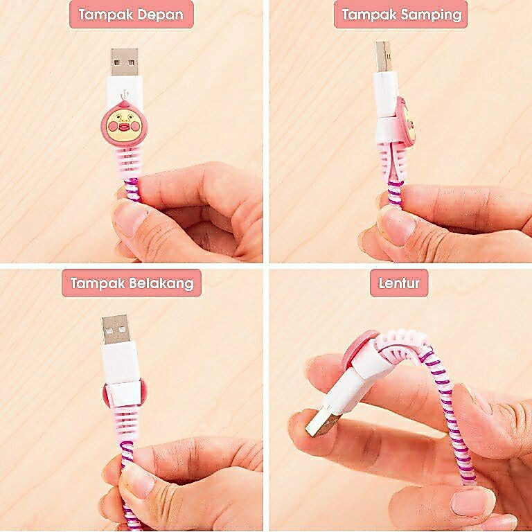 ตัวล็อคแบบเกลียวลายการ์ตูน ถนอมสายชาร์จ ป้องกันสายชาร์จหัก กันสายหัก ตัวถนอมสายชาร์จ ตัวล็อคสายชาร์จ
