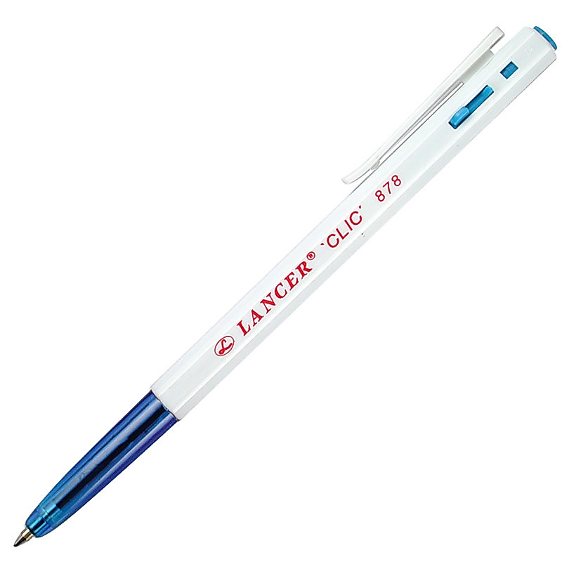 Lancer ปากกาลูกลื่น 0.7 มม. สีน้ำเงิน รุ่น แลนเซอร์ Clic 878 ( แพ็ค5ด้าม, 10ด้าม )