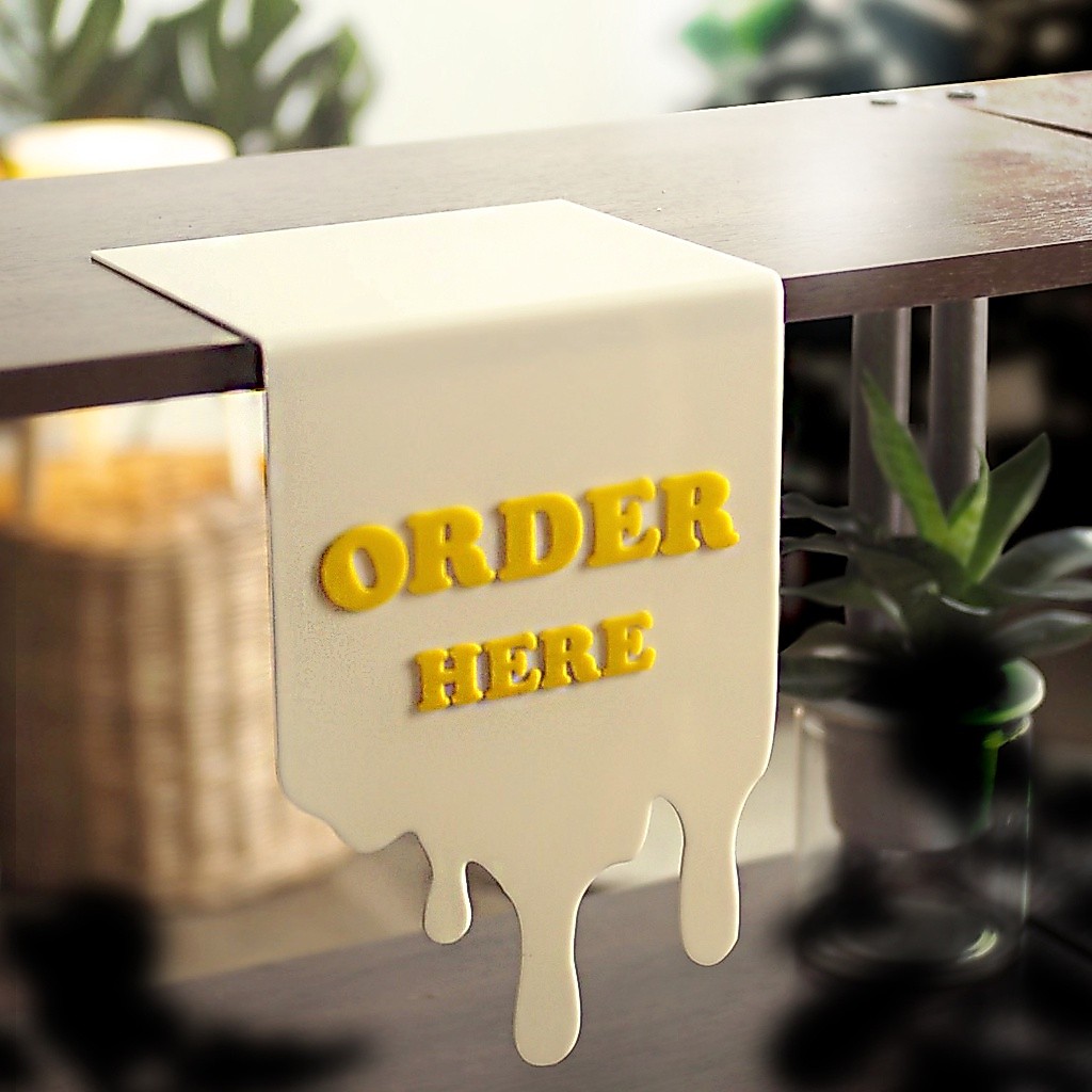 ป้ายอะคริลิคพาดโต๊ะ ป้ายพลาสติกวางโต๊ะ Acrylic counter sign ป้ายร้านกาแฟ ป้ายตัวอักษร