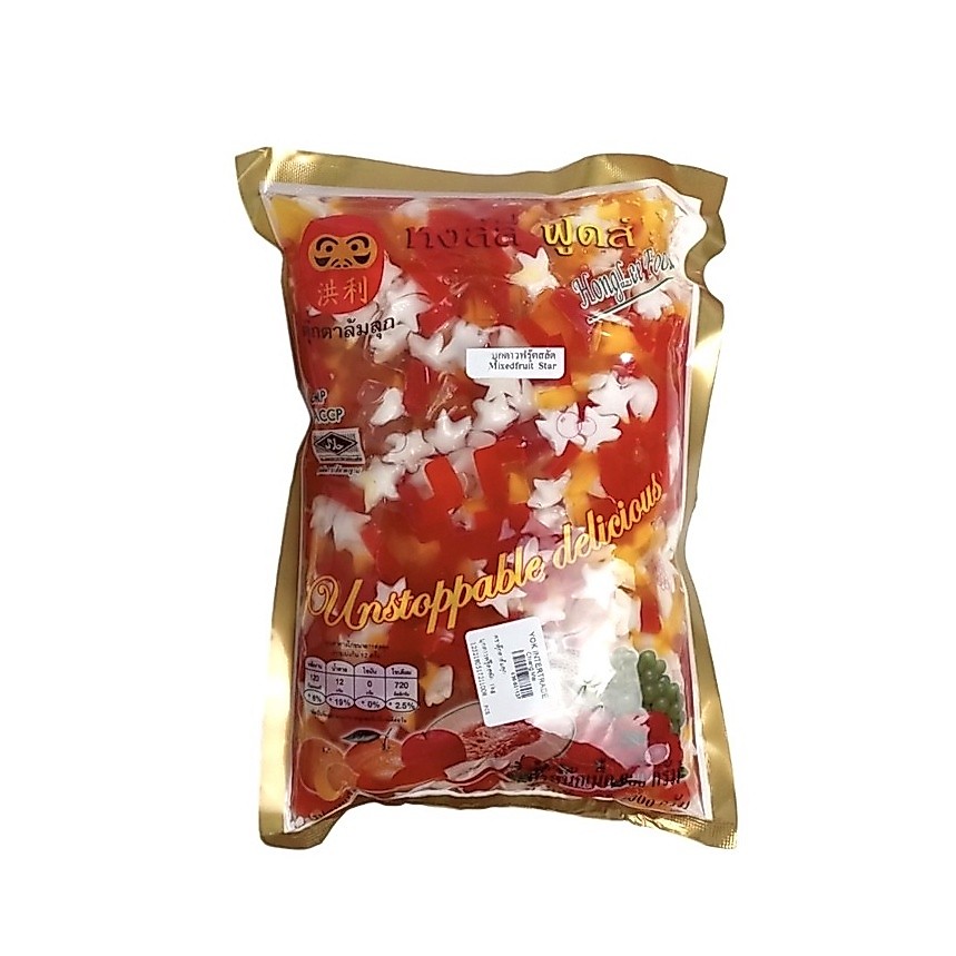 บุก วุ้น ฟรุตสลัด รูปดาว ท็อปปิ้งเครื่องดื่ม ตราตุ๊กตาล้มลุก 1kg. หยกออนไลน์