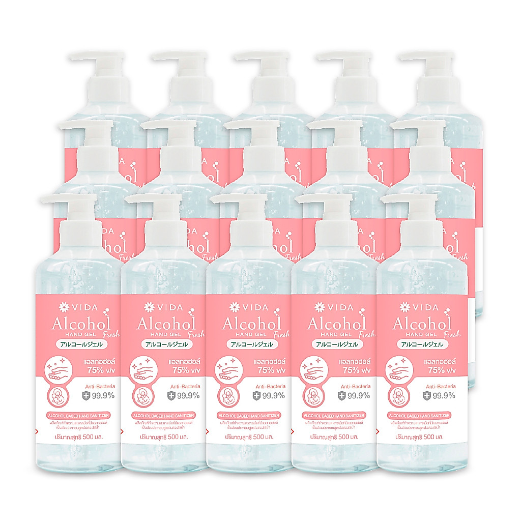 [Set] วีด้า เจล แอลกอฮอล์ 75% 500ml x 15ชิ้น กลิ่นฟลอรัล เฟรช หอมมาก VIDA Gel Alcohol FLORAL FRESH Hand Sanitizer 15 pcs