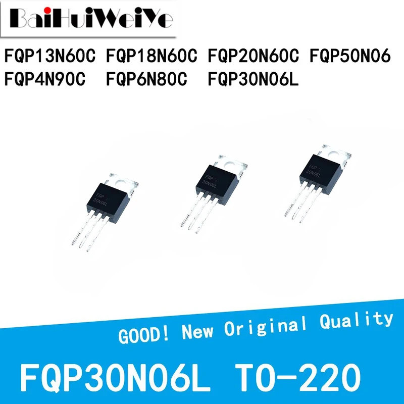 5PCS FQP30N06L FQP13N60C FQP18N60C FQP20N60C FQP50N06 FQP4N90C FQP6N80C TO-220 Field Effect ทรานซิสเ