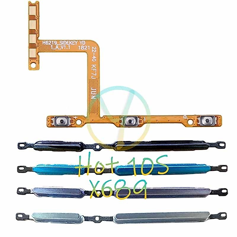 Power Volume Flex Cable สําหรับ Infinix Hot 10S X689 X689B X689D เปิด/ปิดปุ่มสวิทช์ Flex Ribbon Cable อะไหล่