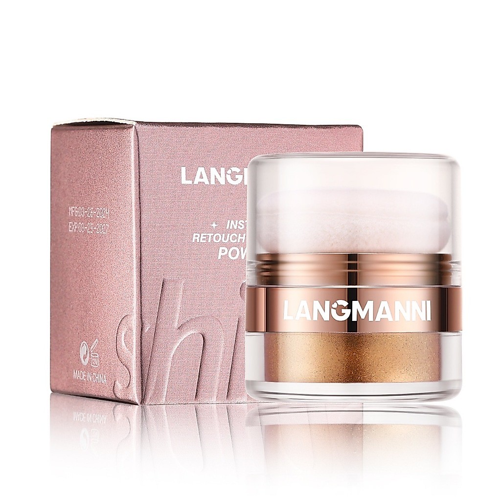 LANGMANNI พัฟไฮไลท์ กลิตเตอร์ ชิมเมอร์ ทาผิววิ้งค์ ใช้ได้กับผิวหน้า ผิวกาย เล่นแสงสวย ติดทน ผงละเอียด สีสวยเนียนไปกับผิว