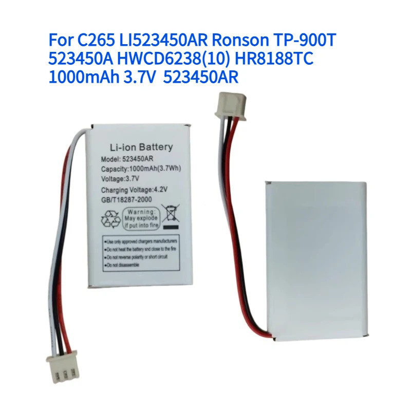 สําหรับ C265 LI523450AR รอนสัน TP-900T 523450A HWCD6238(10) HR8188TC 1000mAh 3.7V  523450แบตเตอรี่ A