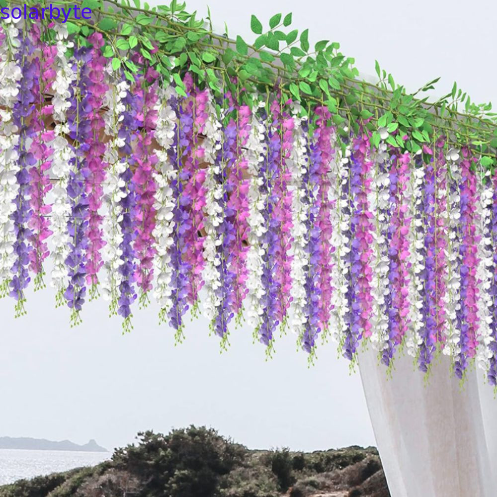 SOLARBYTE 10PCS ประดิษฐ์ Wisteria แขวนดอกไม้, Bright สีจริง Wisteria ประดิษฐ์ Vine, ทนทานในตัวลวดเหล