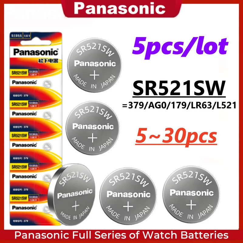 5-30PCS Panasonic SR521SW 379 แบตเตอรี่นาฬิกา AG0 LR521 179 LR63 สําหรับ Tissot CK ควอตซ์นาฬิกา Silv