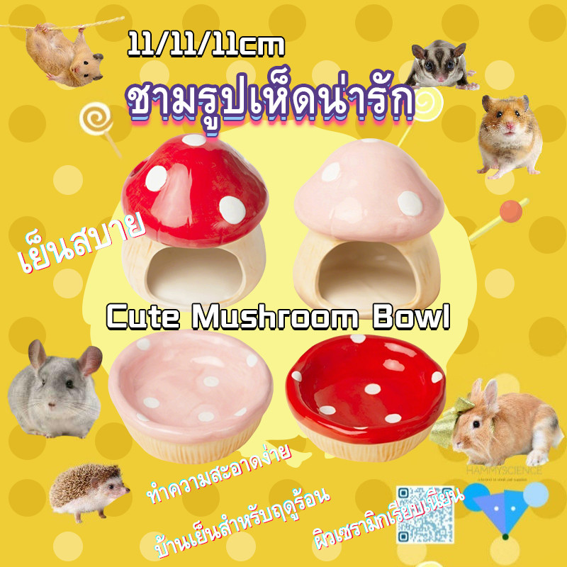 hamstertravelบ้านแฮมสเตอร์เซรามิกรูปเห็ดช่วยให้สัตว์เลี้ยงรู้สึกปลอดภัย เย็นสบาย นอนพักได้สบาย และตกแต่งกรงให้น่ารักขึ้น