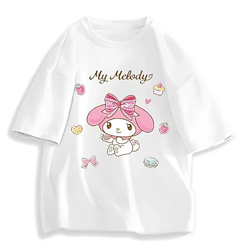 เสื้อยืดผู้หญิง Sanrio Melody น่ารัก โอเวอร์ไซส์ ผ้าไหมนม สุดๆ ใส่สบาย เท่ ฮิต แฟชั่น