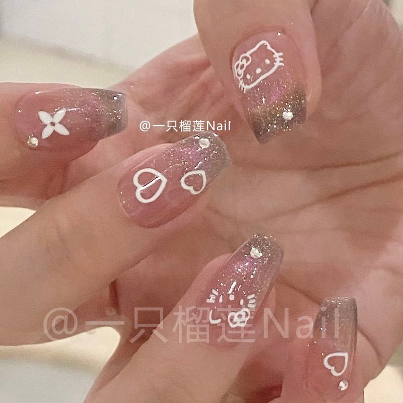 A Durian Pink Cats Eye kt Sweet Cool Black Pink Flashing Crescent Hot Girl Sweet Little Red Book Wea