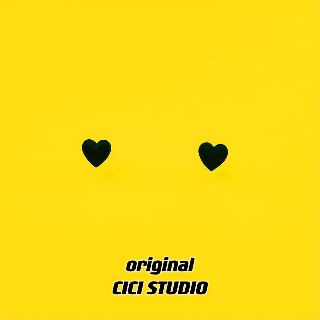 CICI STUDIO Unique Dark Spade Heart Matte Mini ins Minimalist สามมิติต่างหูไร้เพศคู่