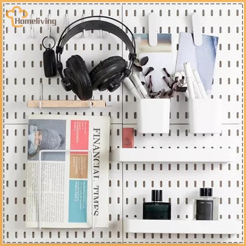 บ้านชั้นวางของติดผนัง Pegboard จอแสดงผล DIY Pegboard Kit Hole Board สําหรับแผงผนังตกแต่งบ้านชั้นวางของตกแต่ง TH - รูปที่ 6