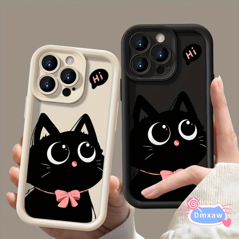 คู่น่ารักแมวดําเคสโทรศัพท์สําหรับVivo X200 Pro Mini X100 Ultra X100S X90 X90S X80 X70 X70T X60 X50 X30 Pro X23 X21 X21S X21Aฝาครอบการ์ตูนสีทึบกันกระแทกปลอกนุ่ม