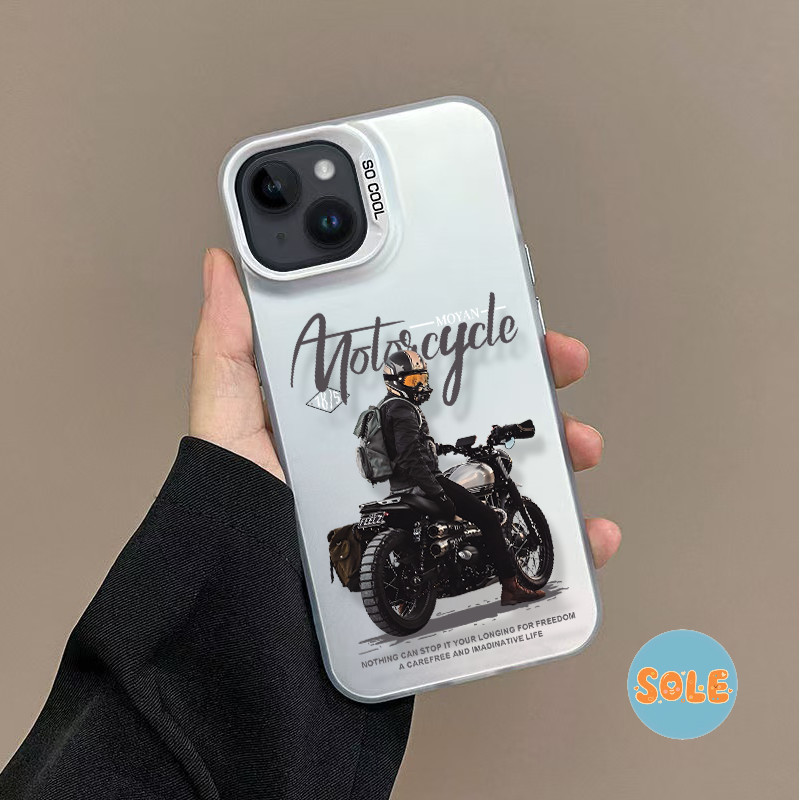 🔥Sole🔥 เคสมือถือลายมอเตอร์ไซค์บอยสุดสร้างสรรค์ ไอโฟน11 For iPhone 12 13 14 15 16 Pro MAX X XS XR XS 6 7 8Plus SE2020