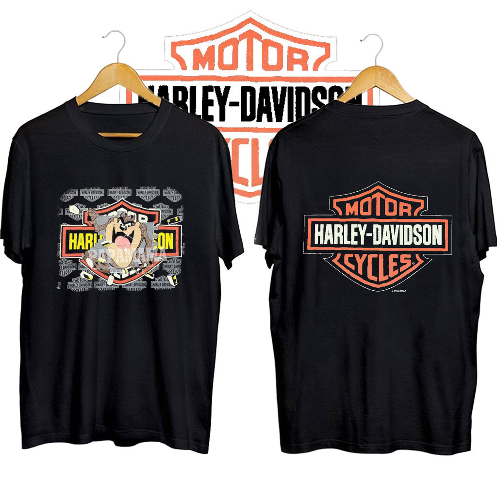 เสื้อเชิ้ตย้อนยุค Harley Davidson x Tazmanian สไตล์การ์ตูน สำหรับผู้ใหญ่