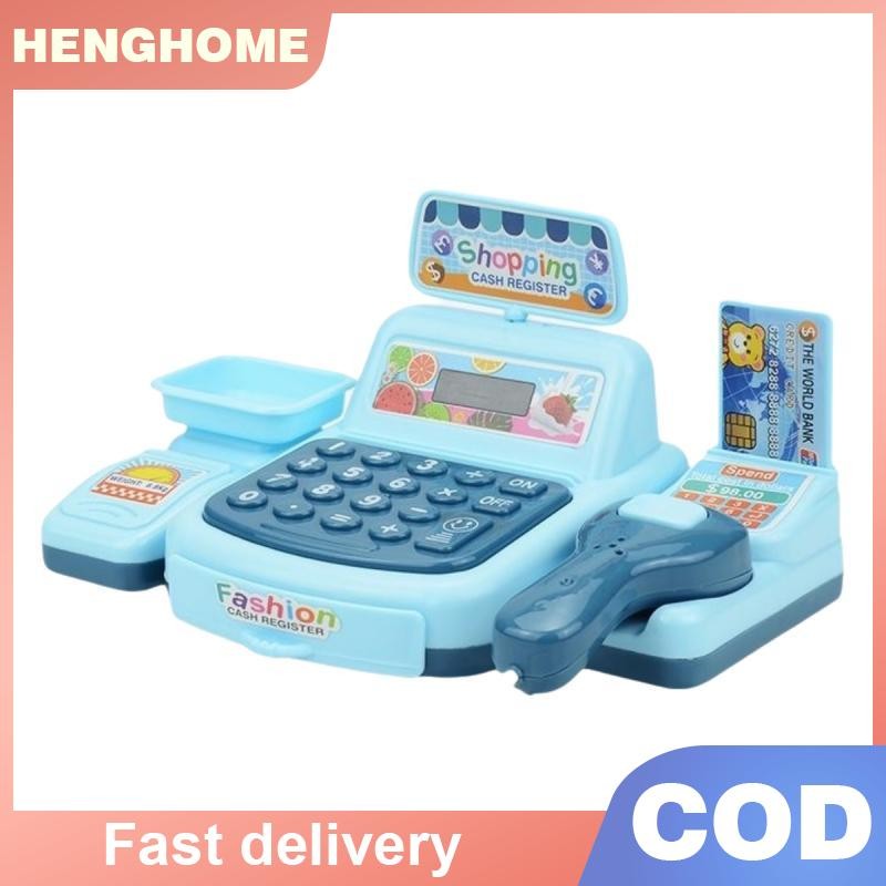 [HENGHOME] 1 ชุดเกมอิเล็กทรอนิกส์แสงและเอฟเฟกต์เสียงซูเปอร์มาร์เก็ตแคชเชียร์จําลองช้อปปิ้งของเล่นบ้านเงินสด [COD]