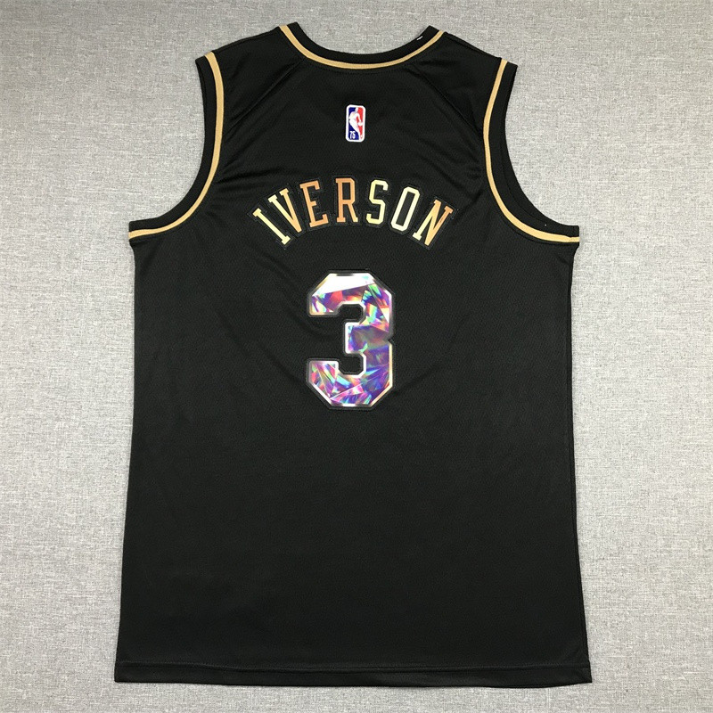 Jersey เสื้อบอลทีม Philadelphia 76ers สไตล์ Iverson ดำ
