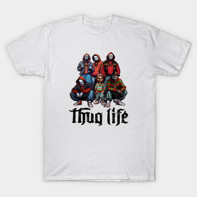 เสื้อยืด Vintage Thug Life Gangster Horror Halloween T-Shirt แท้ Cotton 100% ใส่เดินทาง