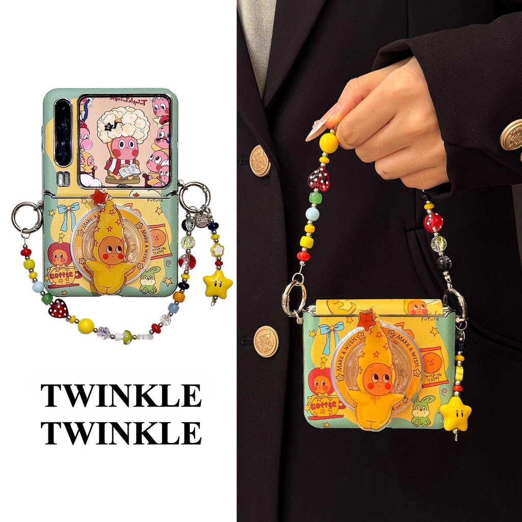 Flip7 หมวกยาว TWINKLE แม่เหล็กพร้อมโซ่ Flip6 Samsung Galaxy Z Flip5 กรณีน่ารัก Pura XCase ค้นหา N3 flip Z Flip 3 Flip 4 5G hard โทรศัพท์ความคิดสร้างสรรค์กรณี