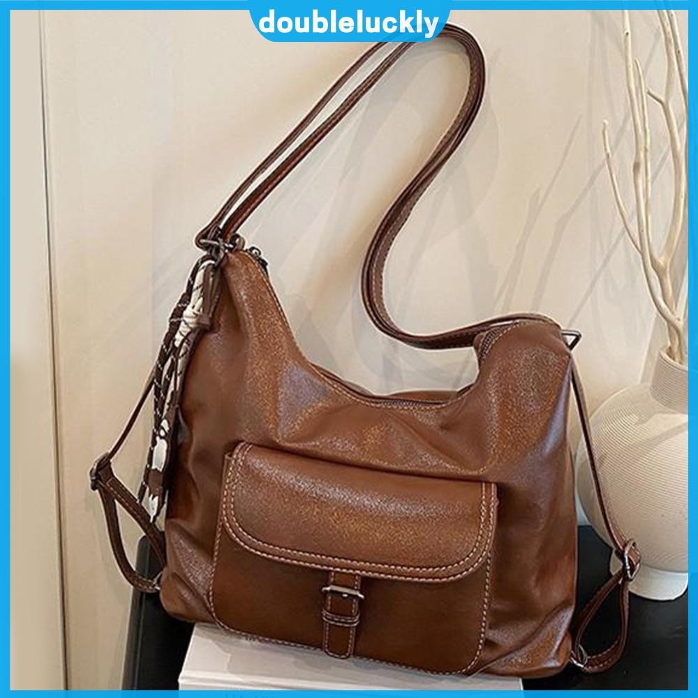กระเป๋า Hobo Bag หนัง PU สำหรับผู้หญิง การช้อปปิ้ง เดินทาง และใช้งานทุกวัน