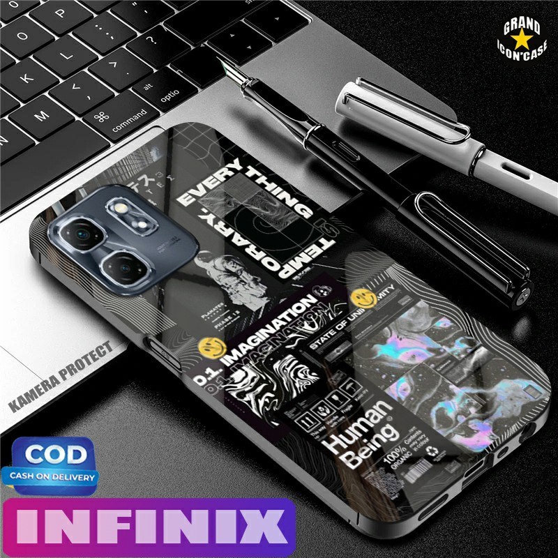 HP กระจกใหม่ล่าสุด Softcase สําหรับ Infinix Hot 50i Smart 9 กล้องอินเทรนด์ PROTECT ล่าสุด - GC08 - เ