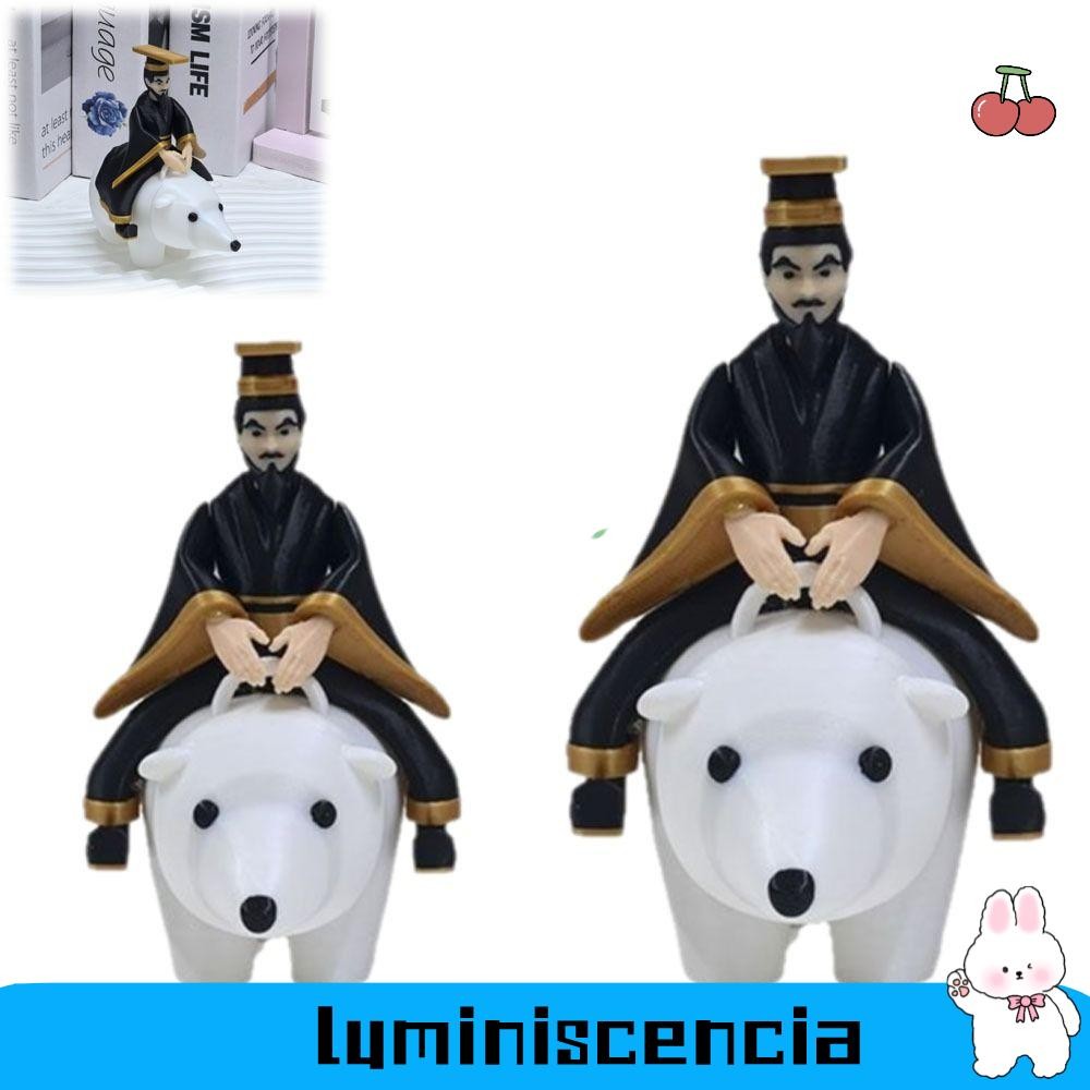 LUMINESCIA Qin Shi Huang ขี่เครื่องประดับหมี,งานศิลปะตลกโบราณจักรพรรดิขี่รูปหมีขั้วโลก, PLA Qin Shi 