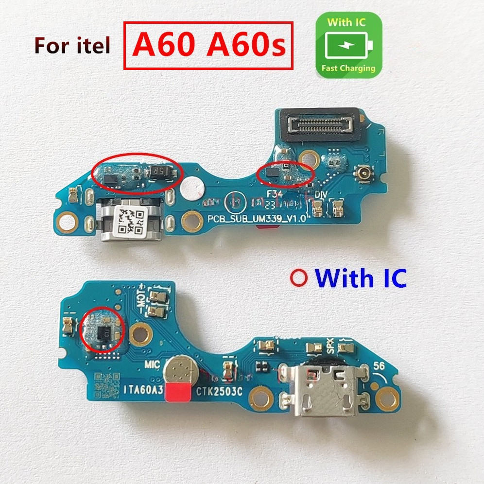 สําหรับ itel A60 A60S A662 A662L USB ชาร์จพอร์ตชาร์จแผงซ็อกเก็ต USB BOARD พร้อมสาย IC Flex