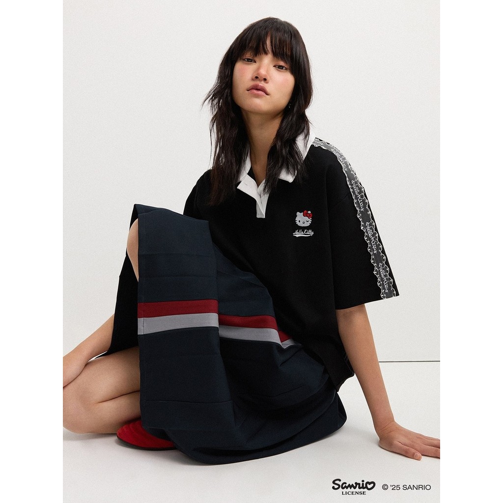 Pomelo. ♥ Hello Kitty เสื้อโปโลแต่งขอบลูกไม้ / Pomelo. ♥ Hello Kitty Lace Trim Polo Top
