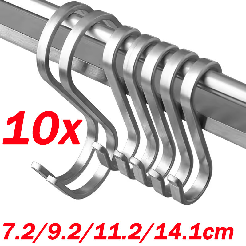 5/10 ชิ้นตะขอรูปตัว S สแตนเลสสําหรับงานหนัก/ไม้แขวนเสื้อรูปตัว S สําหรับแขวนกระถางต้นไม้กระทะ