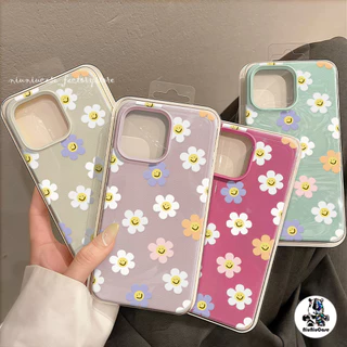เคสหนังเนื้อนิ่มสีแคนดี้ For iPhone 13 เคส TPU ดอกไม้สีสันสดใสน่ารัก For iPhone15 11 14 13 12 16 Pro Max XS XR 7 8Plus