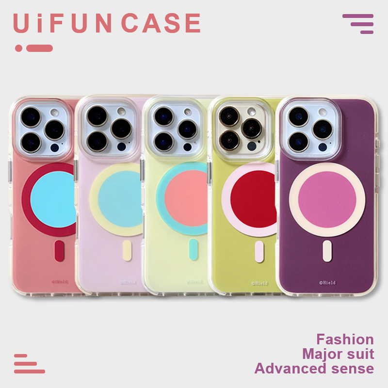 คุณภาพสูง Hybrid สีลูกกวาดไร้สายชาร์จแม่เหล็กเคสโทรศัพท์สําหรับ iPhone 17 16 15 14 13 Pro Max 12Promax Shock Proof Hard IMD โทรศัพท์มือถือปกหลัง