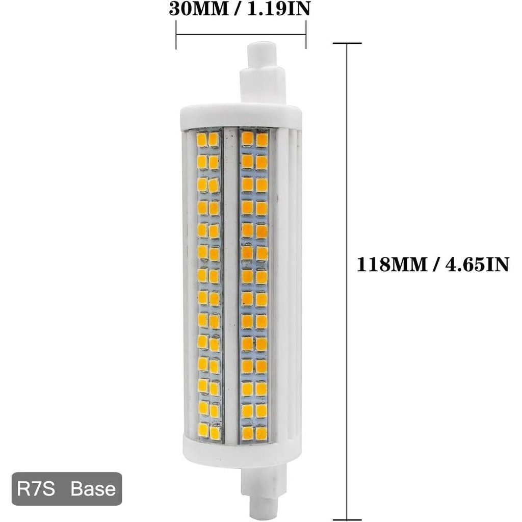 R7S LED 118 มม.หรี่แสงได้ 20W J T-Ype T3 110V 3000K 168pcs 2835SMD J118 Double Ended R7S หลอดไฟ LED 