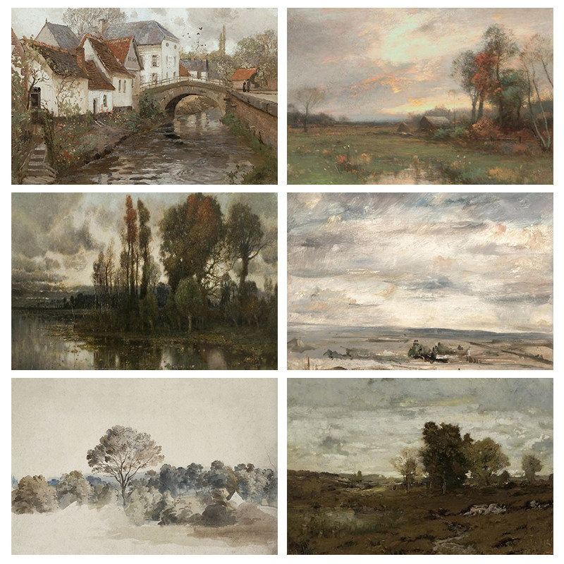 Vintage Seascape พิมพ์ Ocean Wave ภาพวาด Cloudy Sky Rustic ภูมิทัศน์ Nautical โปสเตอร์