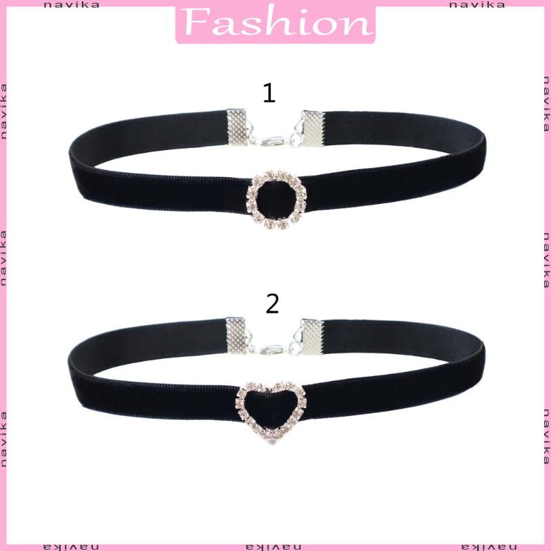 NAV Heart กํามะหยี่สีดํา-สร้อยคอไหปลาร้าโซ่เครื่องประดับสําหรับผู้หญิงสาววัยรุ่น