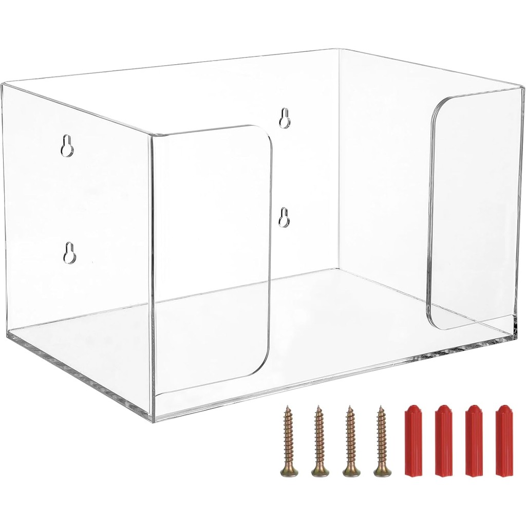 Lnveg ถังขยะผู้ถือม้วน, 10.4 x 7.5 x 6.3 ในผู้ถือถุงขยะอะคริลิค,ขนาดใหญ่พิเศษครัวถังขยะกระเป๋า,กล่อง