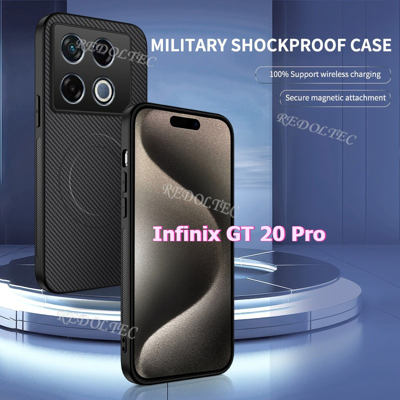 เคสแข็ง Infinix GT 20 Pro หนังกันกระแทกรูปแบบคาร์บอนไฟเบอร์ปลอกแม่เหล็ก Infinix GT20Pro ชาร์จไร้สายฝ