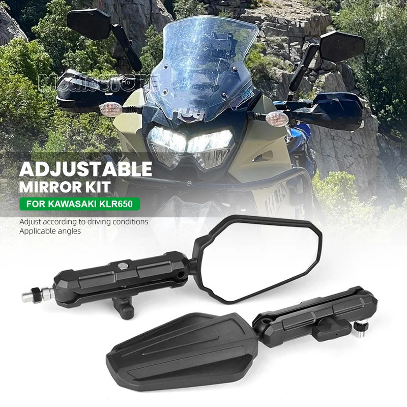 รถจักรยานยนต์ด้านหลังดูกระจกมองข้างกระจกมองหลังสําหรับ KAWASAKI KLR650 KLR 650 klr650 พับด้านหลัง Of