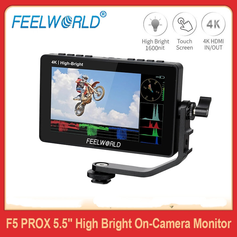 Feelworld F5 PROX 5.5" Full HD Oncamera Monitor F970 ติดตั้งภายนอกและชุดไฟ 3D LUT 1600nit หน้าจอสัมผ
