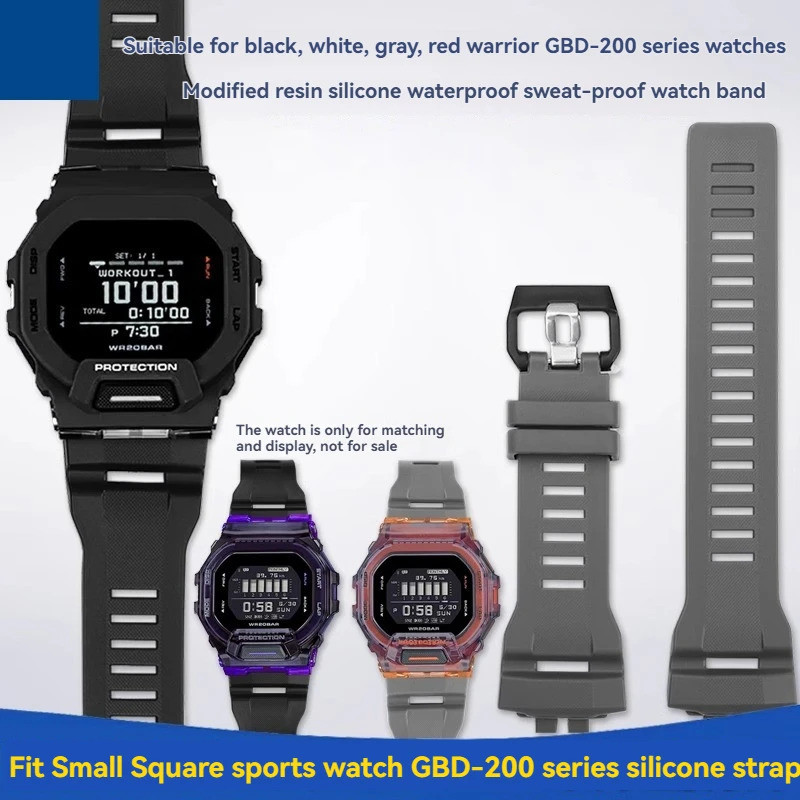 GBD-200 ผู้ชายสายรัดซิลิโคนกีฬากันน้ําสําหรับ Casio GBD-200-1A GBD-200RD-4 ยางเปลี่ยนสายนาฬิกาอุปกรณ
